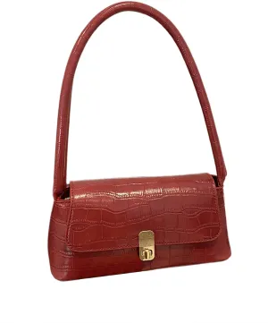 Women's Turn Lock Closure Flap Underarm Bags Elegant Vegan Leather Shoulder Handbags Trendy Purse