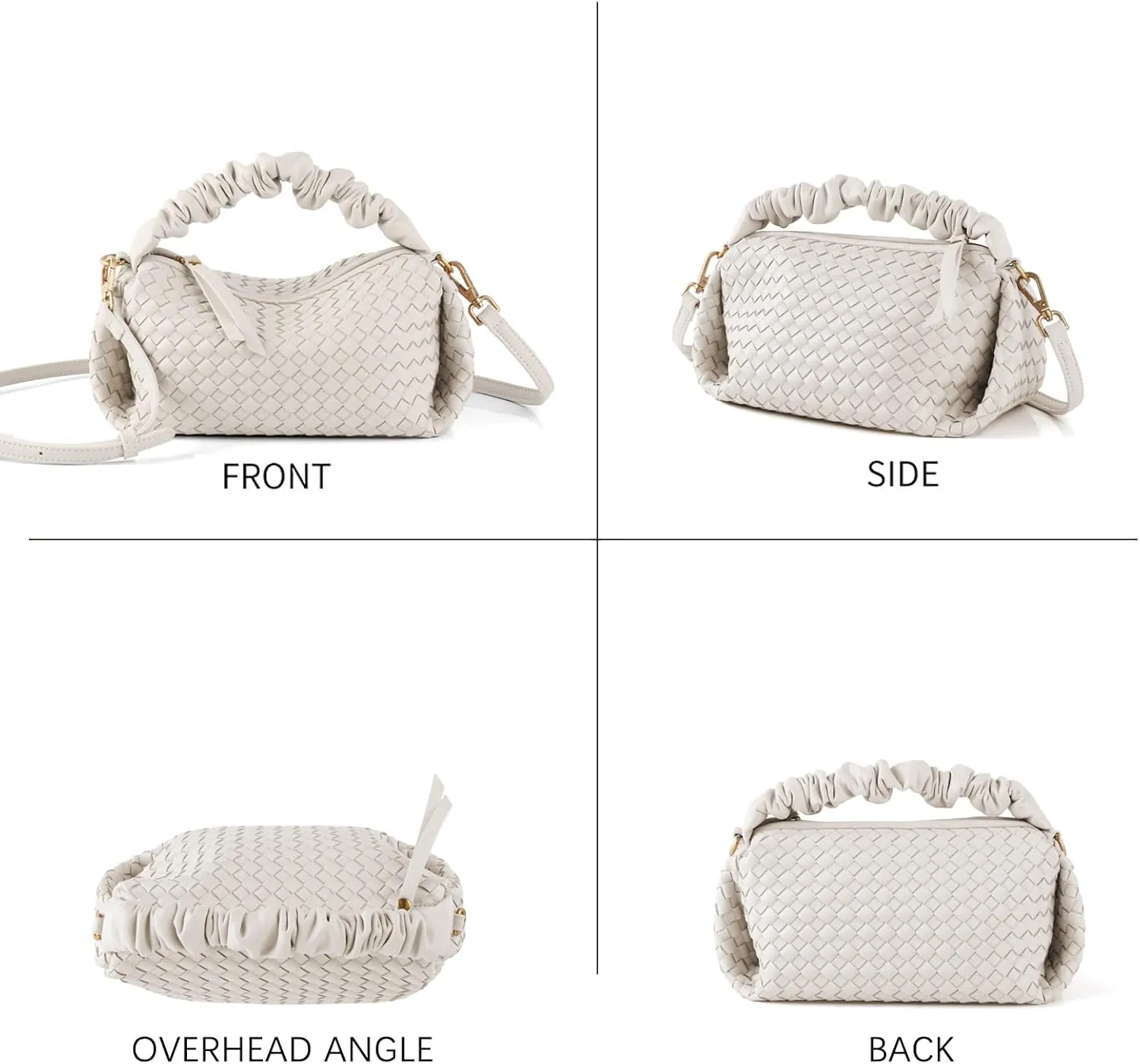 Woven Handbags For Women, Vegan Leather Crossbody Bag With Detachable Strap Shoulderbag, Weave Wristlet Clutch