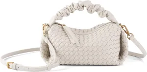 Woven Handbags For Women, Vegan Leather Crossbody Bag With Detachable Strap Shoulderbag, Weave Wristlet Clutch