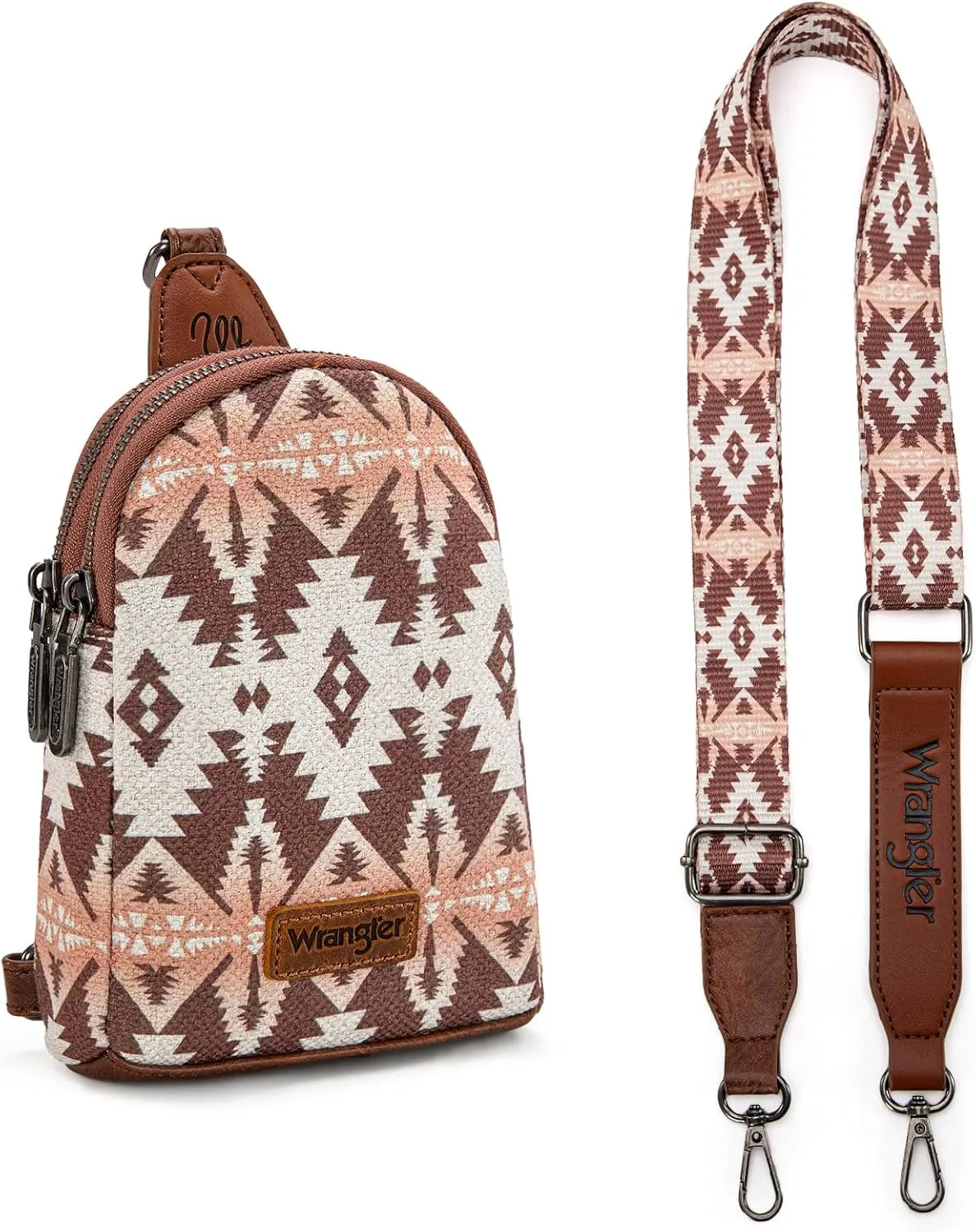 Wrangler Aztec Crossbody Sling Bags for Women Southwestern Print Purse with Detachable Strap