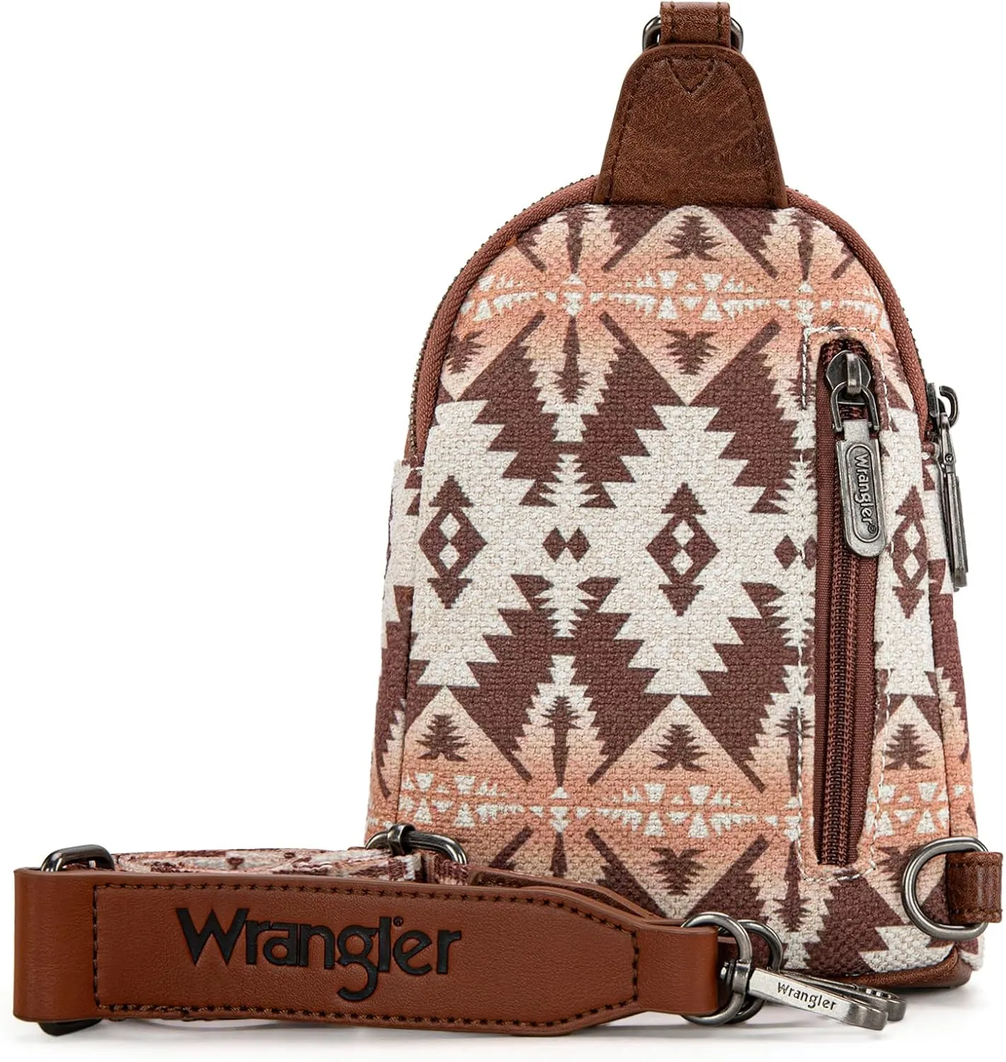 Wrangler Aztec Crossbody Sling Bags for Women Southwestern Print Purse with Detachable Strap