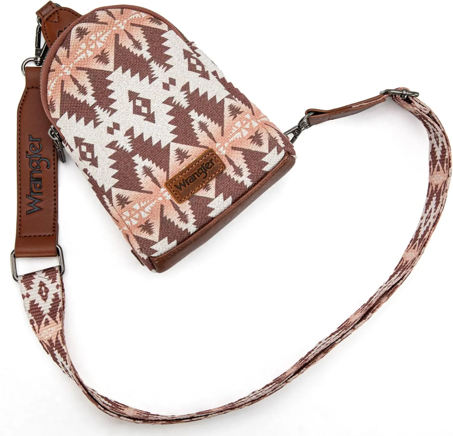 Wrangler Aztec Crossbody Sling Bags for Women Southwestern Print Purse with Detachable Strap