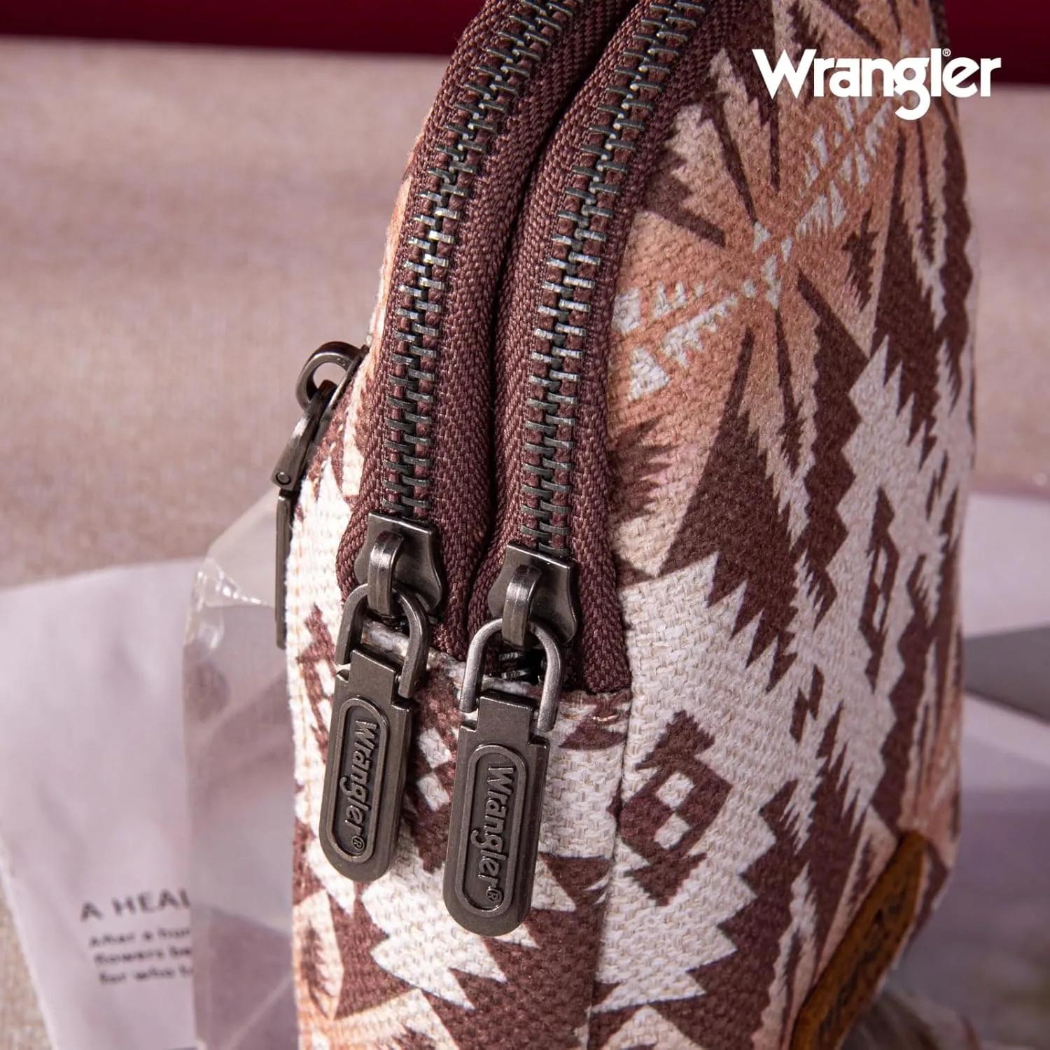 Wrangler Aztec Crossbody Sling Bags for Women Southwestern Print Purse with Detachable Strap