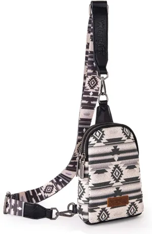 Wrangler Aztec Crossbody Sling Bags for Women Southwestern Print Purse with Detachable Strap