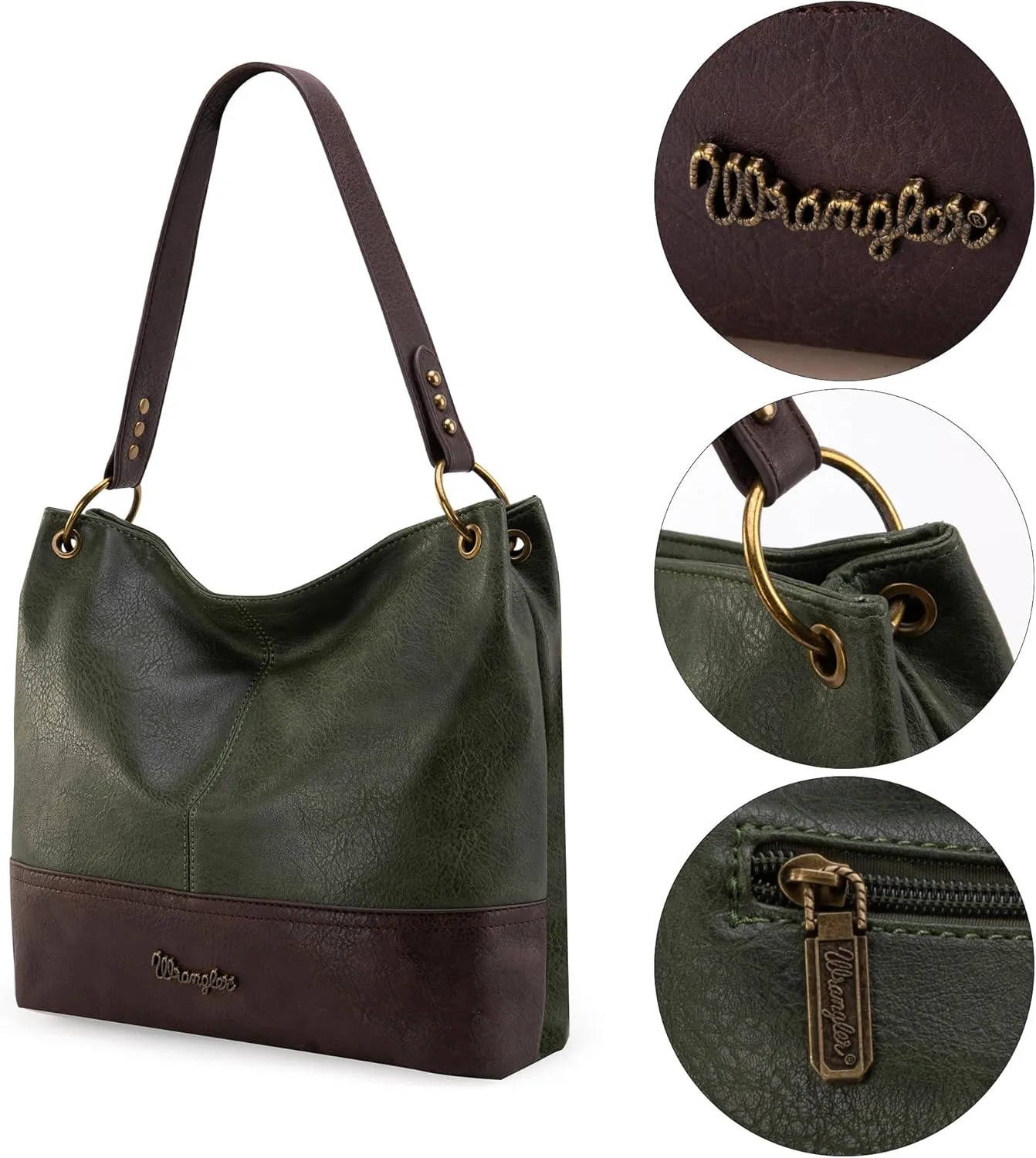 Wrangler Hobo Bags for Women Vegan Leather Top Handle Shoulder Purses and Handbags