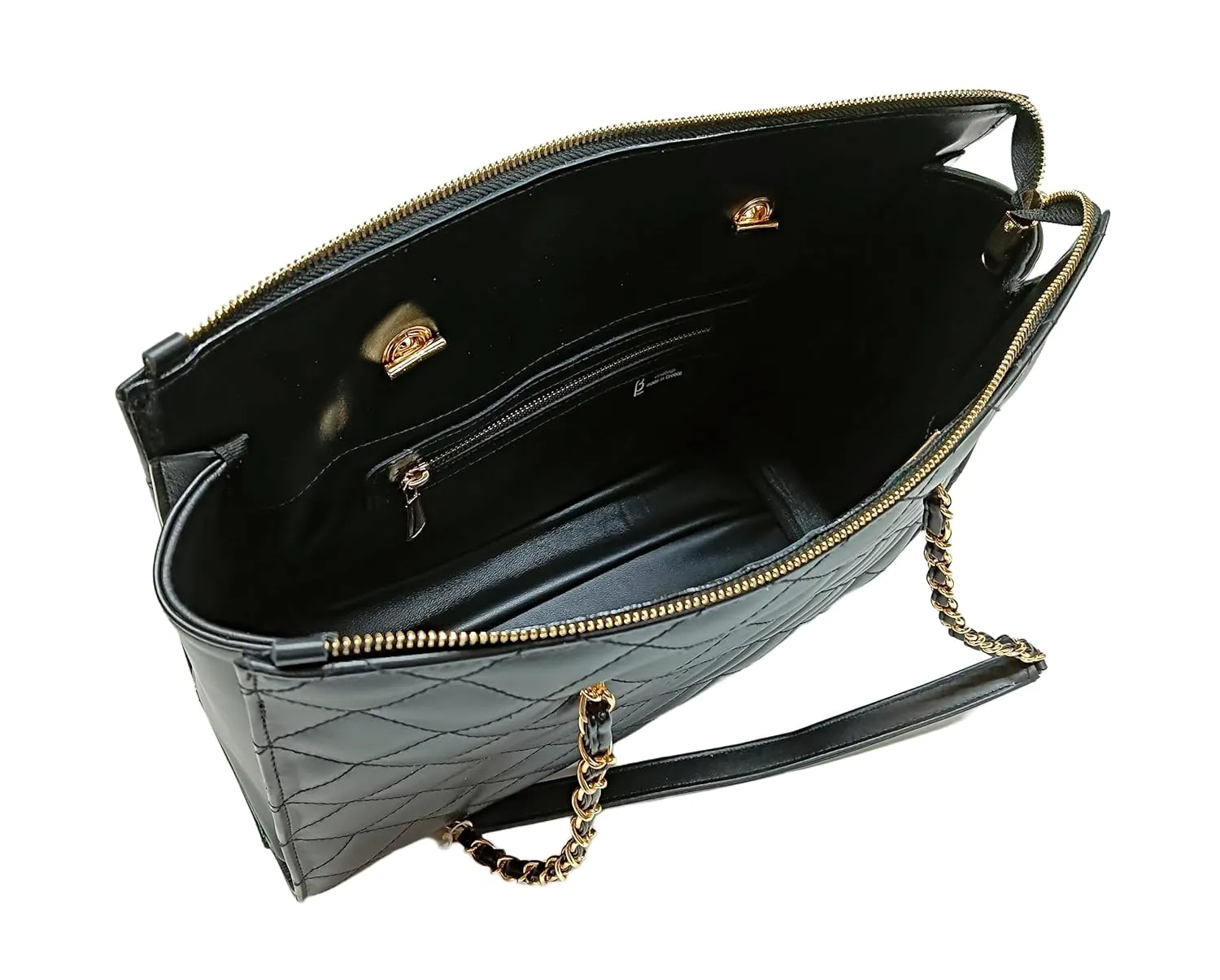 XL DIAMONDS Genuine Leather Shoulder Bag, Quilted Elegant Shopper Bag, Minimalist Office Bag, Iconic Black Shopping Bag, Eternal Fashion Bag (Mint)