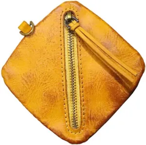 XXHong Leather Mini Vintage Purse Brown Coin Purse Leather Zipper Change Purse Personality Coin Purse For Men and Women