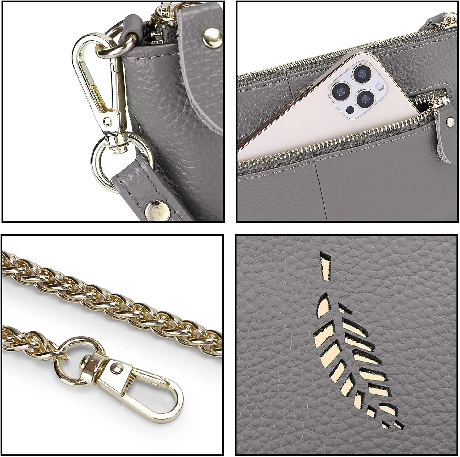 YALUXE Genuine Leather Wristlet Handbags Purses Cell Phone Pocket Clutch Wallet Crossbody Bags for Women