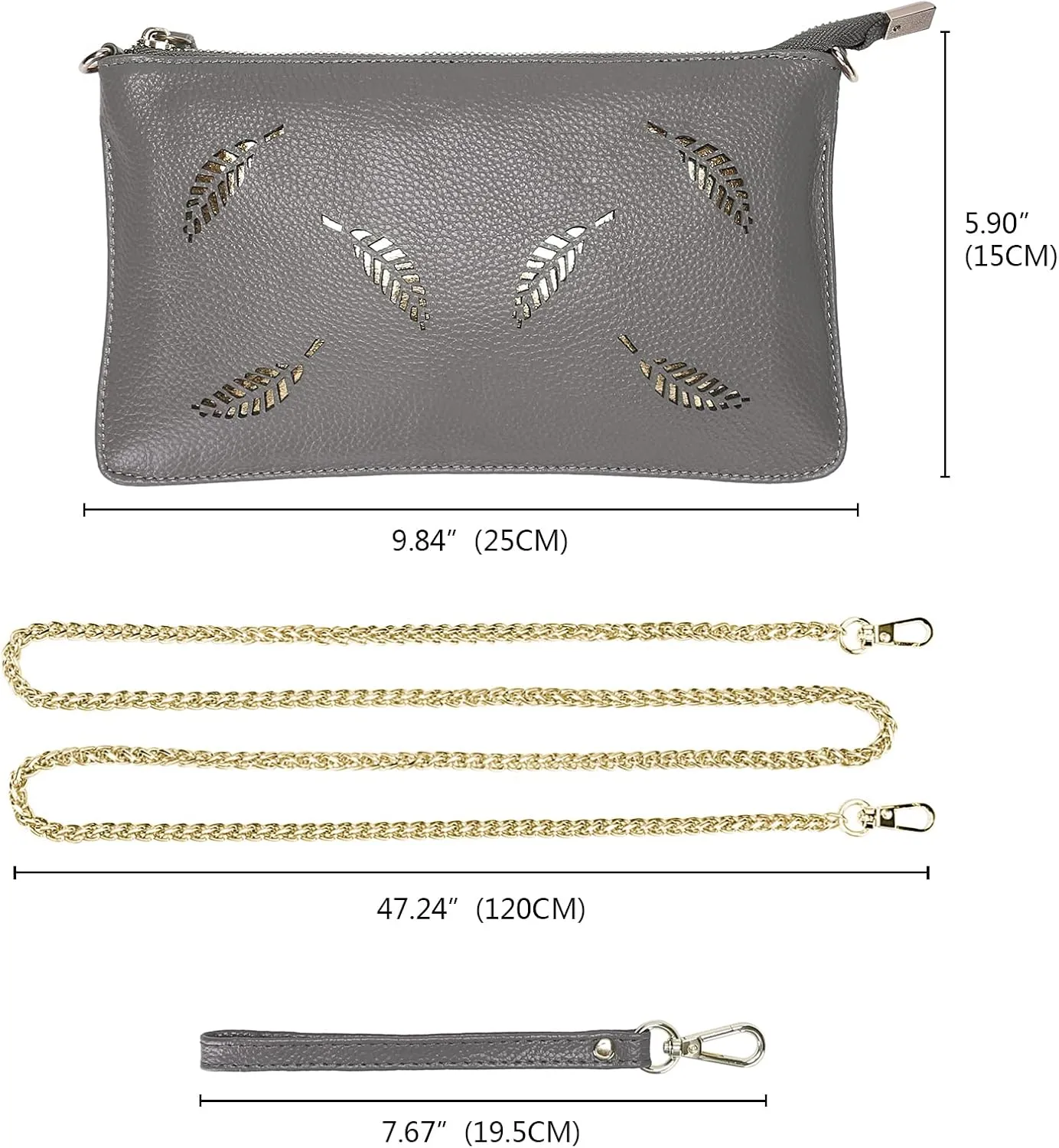 YALUXE Genuine Leather Wristlet Handbags Purses Cell Phone Pocket Clutch Wallet Crossbody Bags for Women