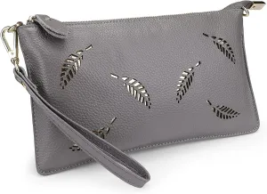 YALUXE Genuine Leather Wristlet Handbags Purses Cell Phone Pocket Clutch Wallet Crossbody Bags for Women