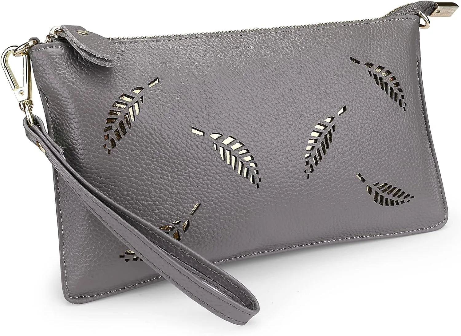 YALUXE Genuine Leather Wristlet Handbags Purses Cell Phone Pocket Clutch Wallet Crossbody Bags for Women
