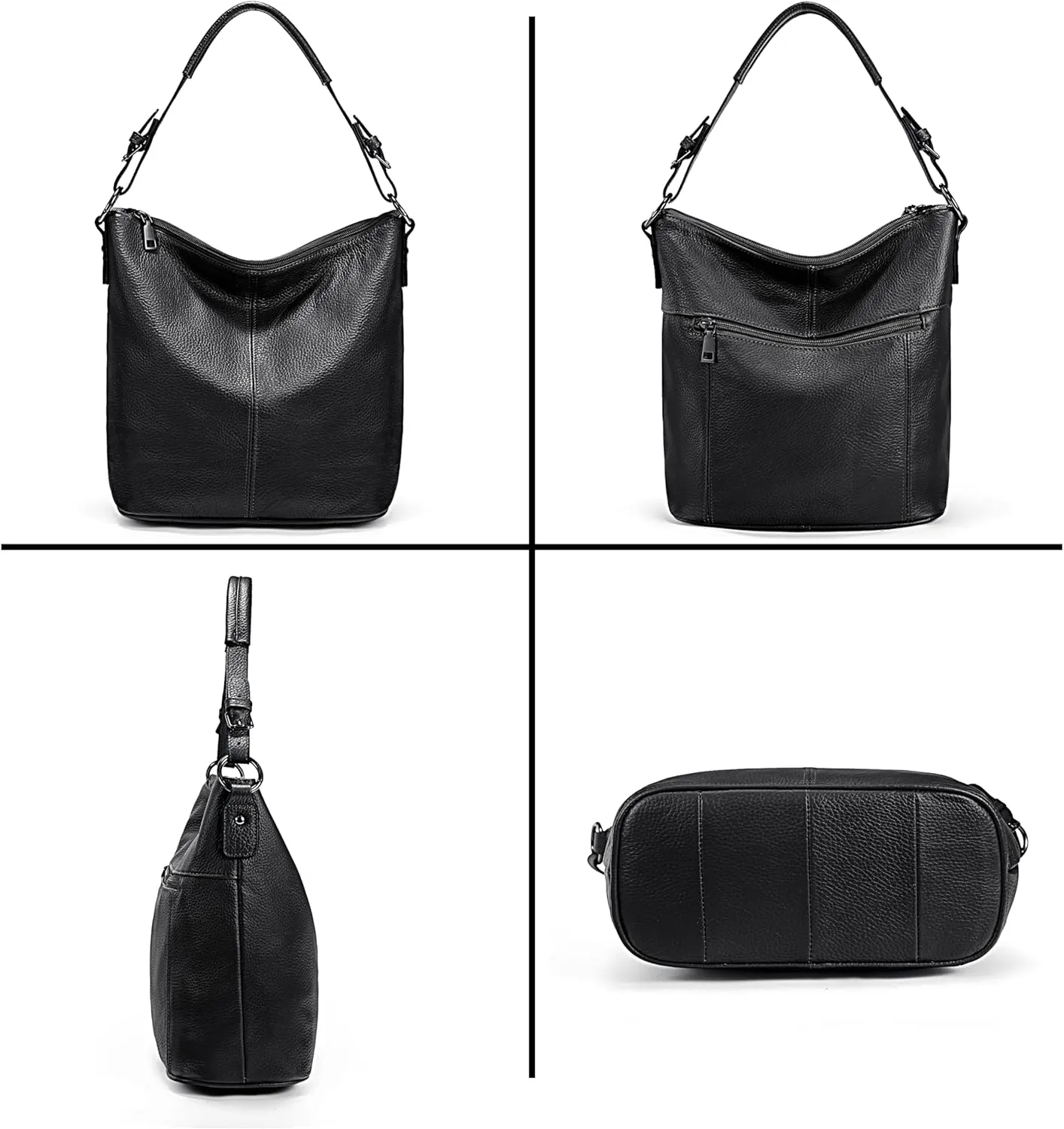 YALUXE Women's Genuine Leather Hobo Handbags Bucket Purses Shoulder Bags Cross-bodys Bags