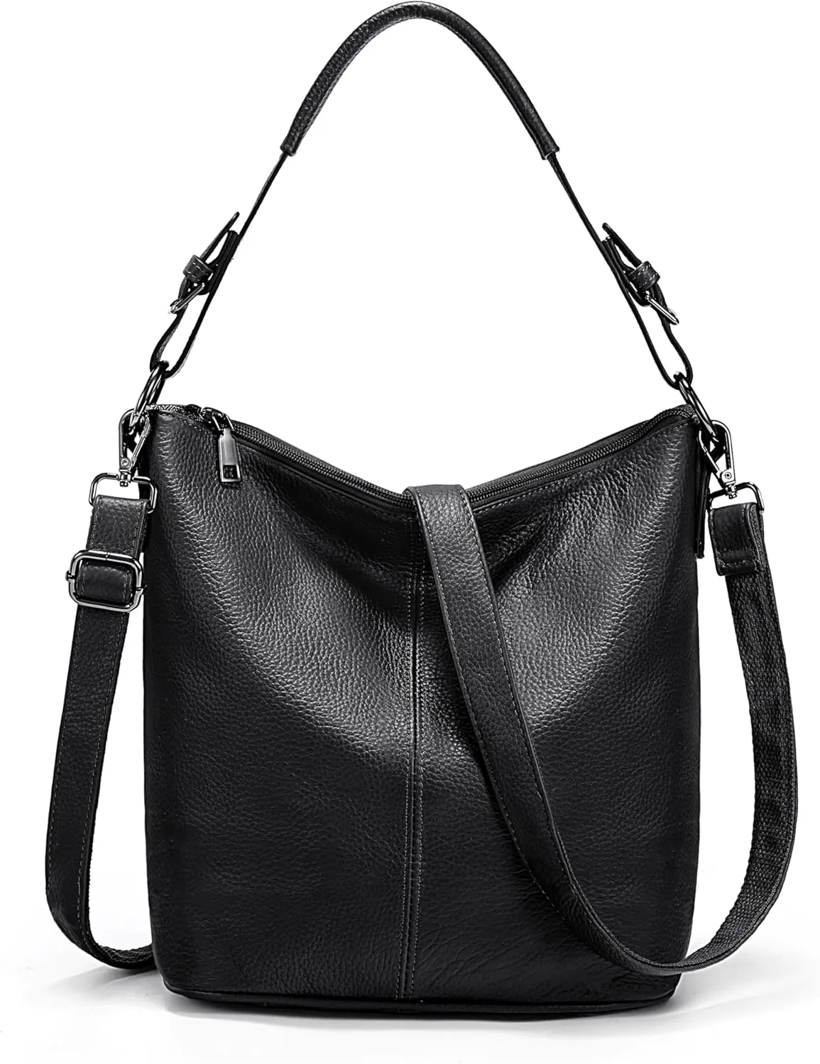 YALUXE Women's Genuine Leather Hobo Handbags Bucket Purses Shoulder Bags Cross-bodys Bags