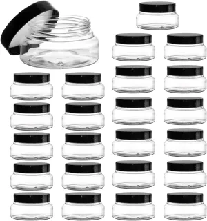 Yarlung 24 Pack 5 Oz Plastic Jars with Lids, Clear Body Scrub Jars Empty Refillable Containers Round Low Profile Samples Jars for Lotion, Body Butter, Sugar Scrub, Cream