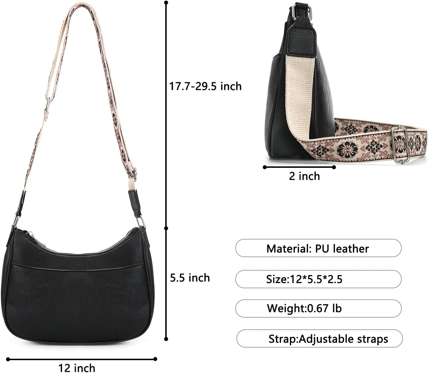YDSIII Small Crossbody Bags for Women, Women's Cross body Bag with Adjustable Wide Guitar Strap, Vintage Vegan Leather