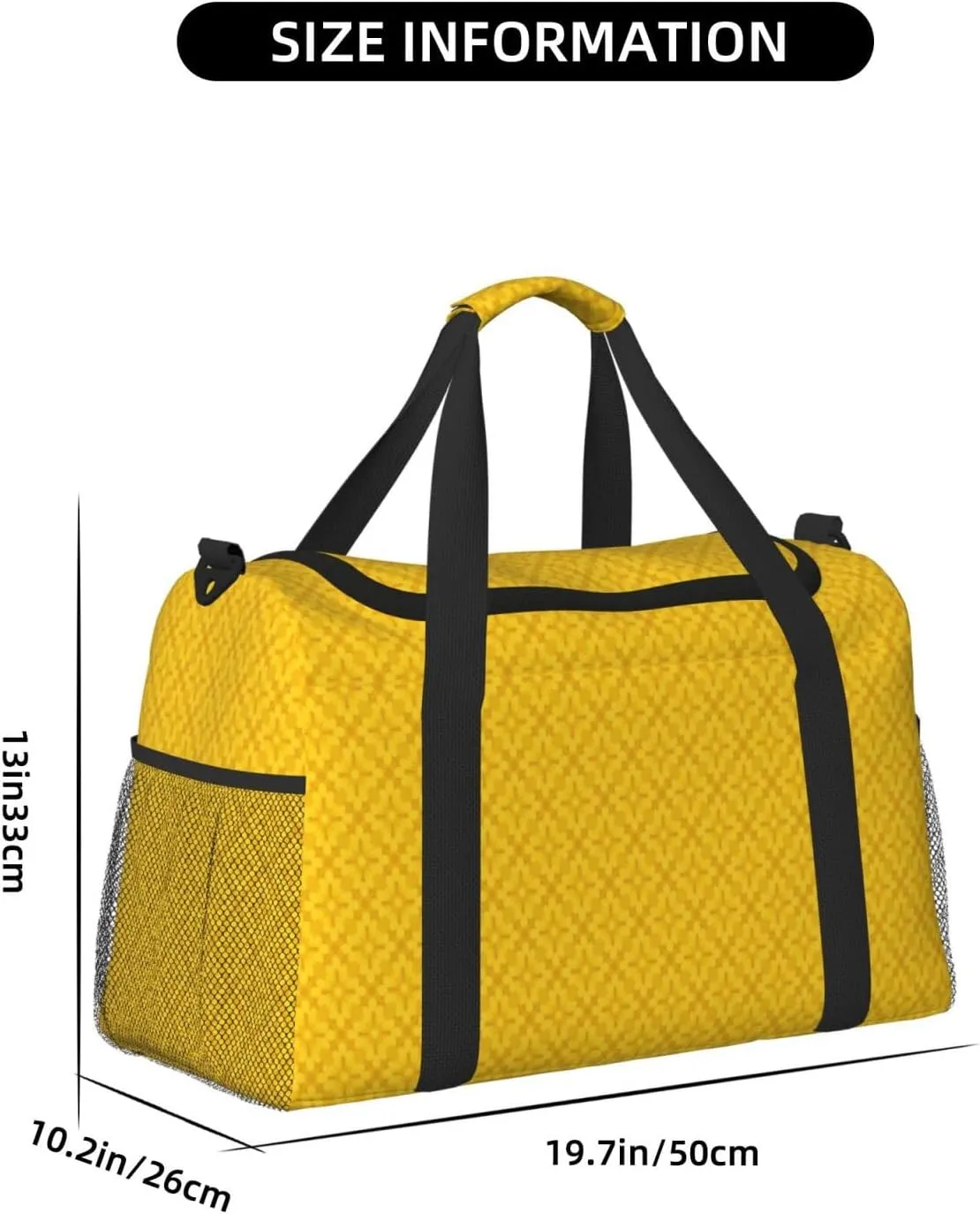 Yellow White Stripes Travel Duffel Bag Large Foldable Waterproof Overnight Bag For Beach Swim Bags Pool Sports Gym