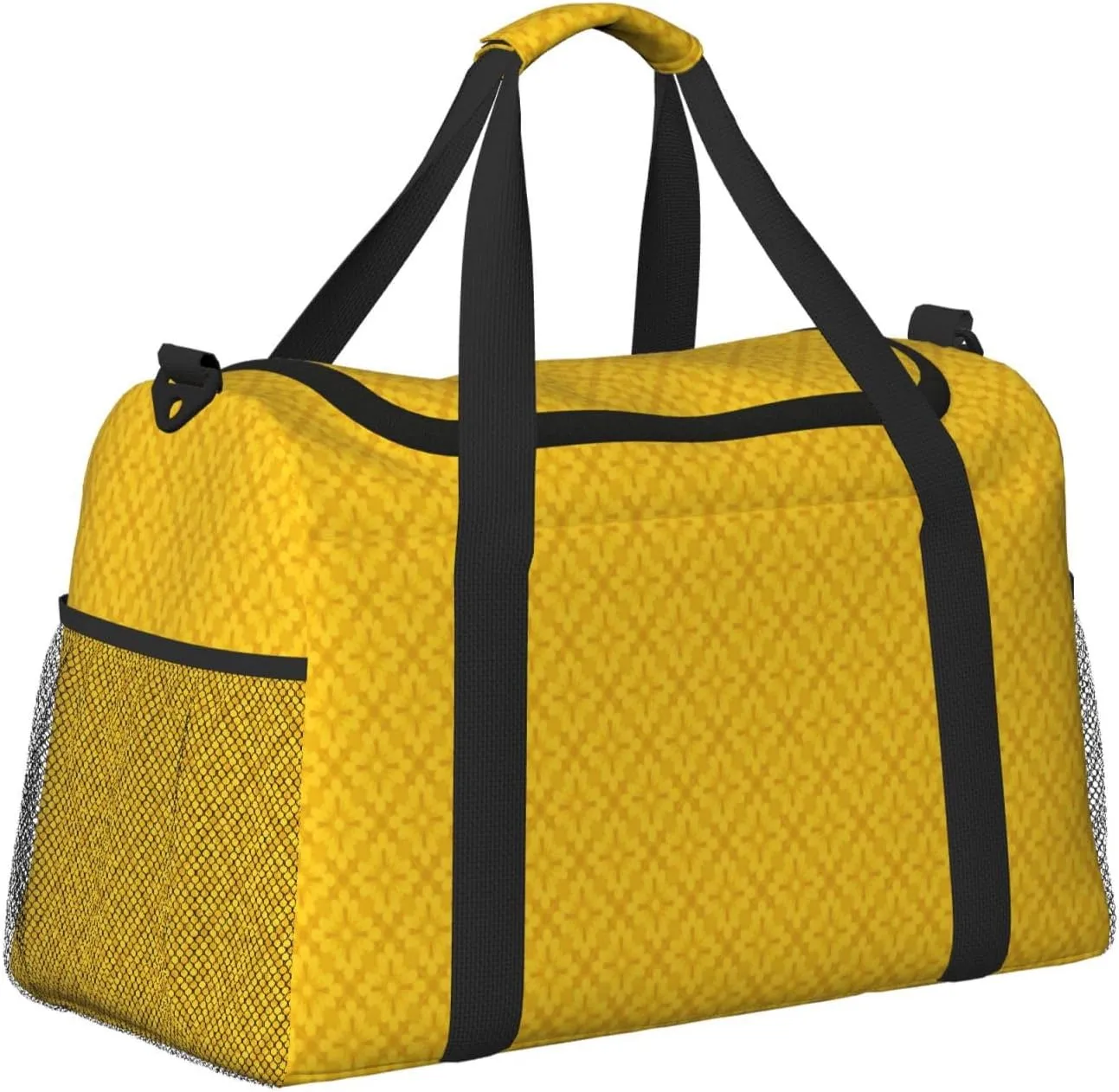 Yellow White Stripes Travel Duffel Bag Large Foldable Waterproof Overnight Bag For Beach Swim Bags Pool Sports Gym