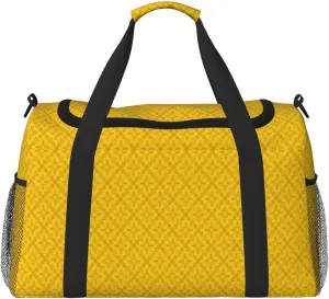 Yellow White Stripes Travel Duffel Bag Large Foldable Waterproof Overnight Bag For Beach Swim Bags Pool Sports Gym