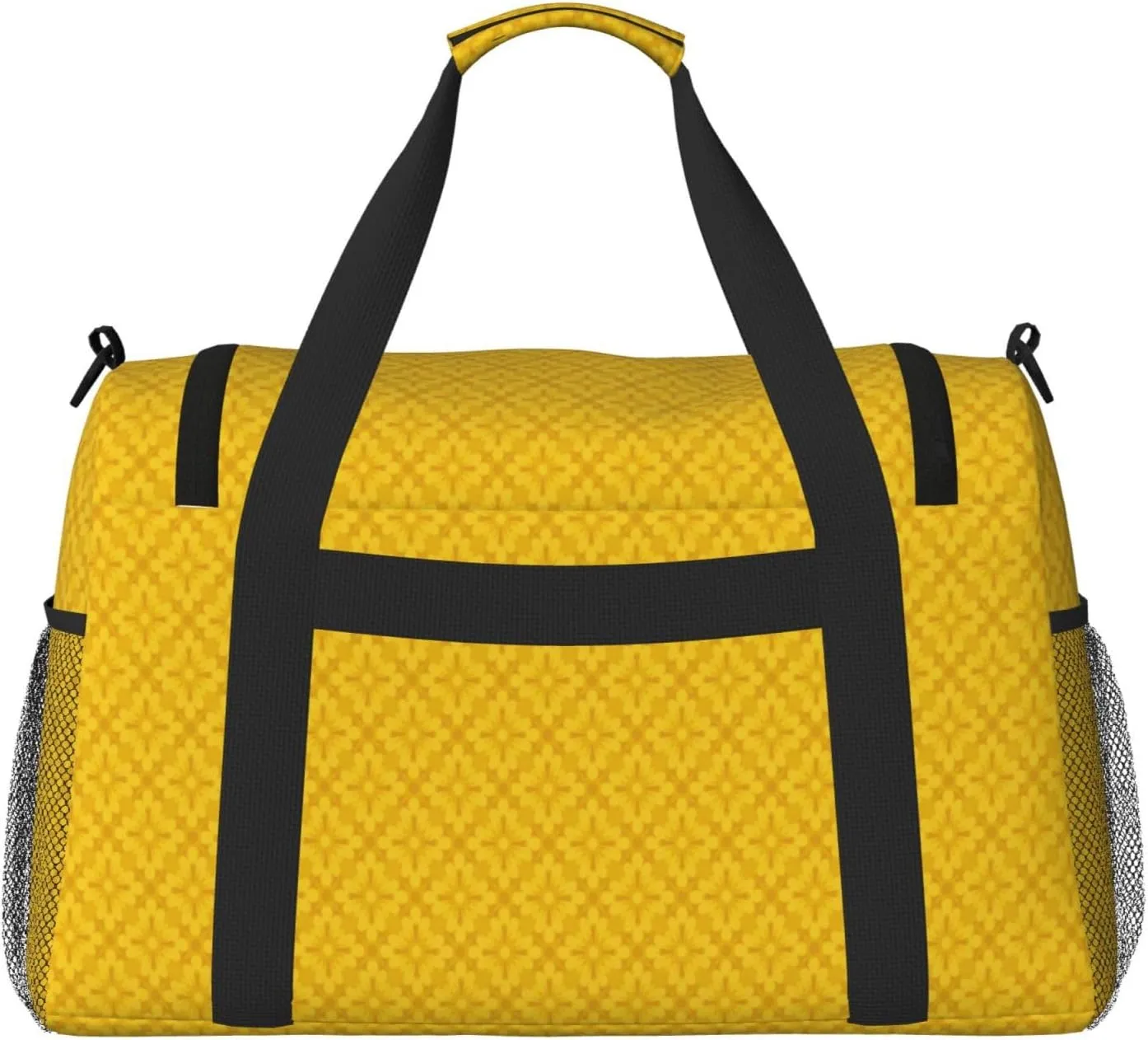 Yellow White Stripes Travel Duffel Bag Large Foldable Waterproof Overnight Bag For Beach Swim Bags Pool Sports Gym