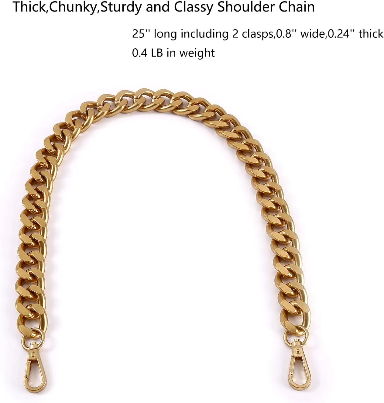 Yichain 25 Inch Trendy Chunky Metal Chain Purse Handles Shoulder Strap Replacement for Handbag (Antique Gold)