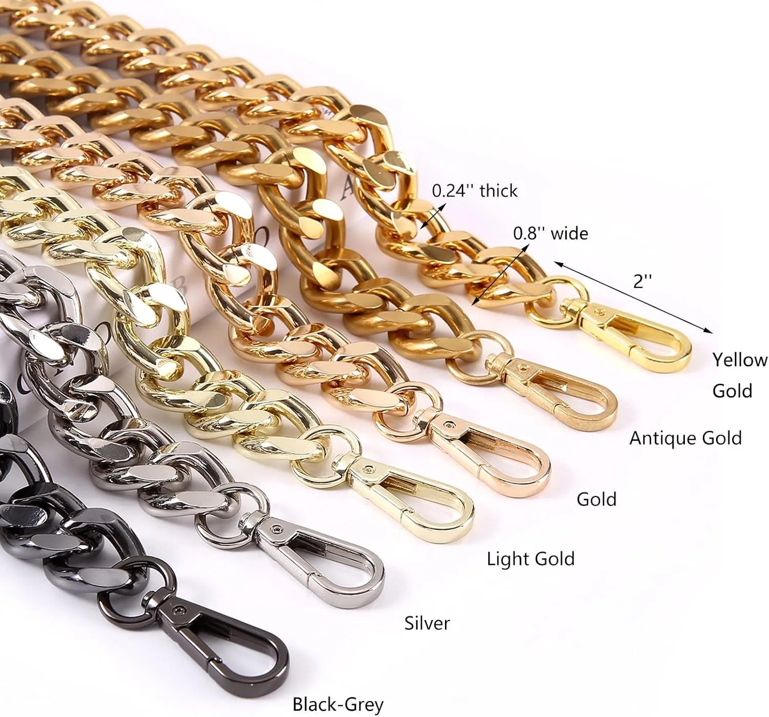 Yichain 25 Inch Trendy Chunky Metal Chain Purse Handles Shoulder Strap Replacement for Handbag (Antique Gold)