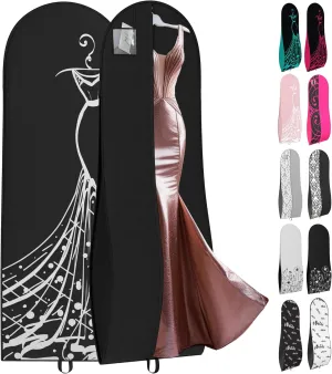 Your Bags Women’s Dress and Gown Garment Bag -72”x24” and 10” Tapered Gusset Prom Bags (Tiffany/Black Dress Print)