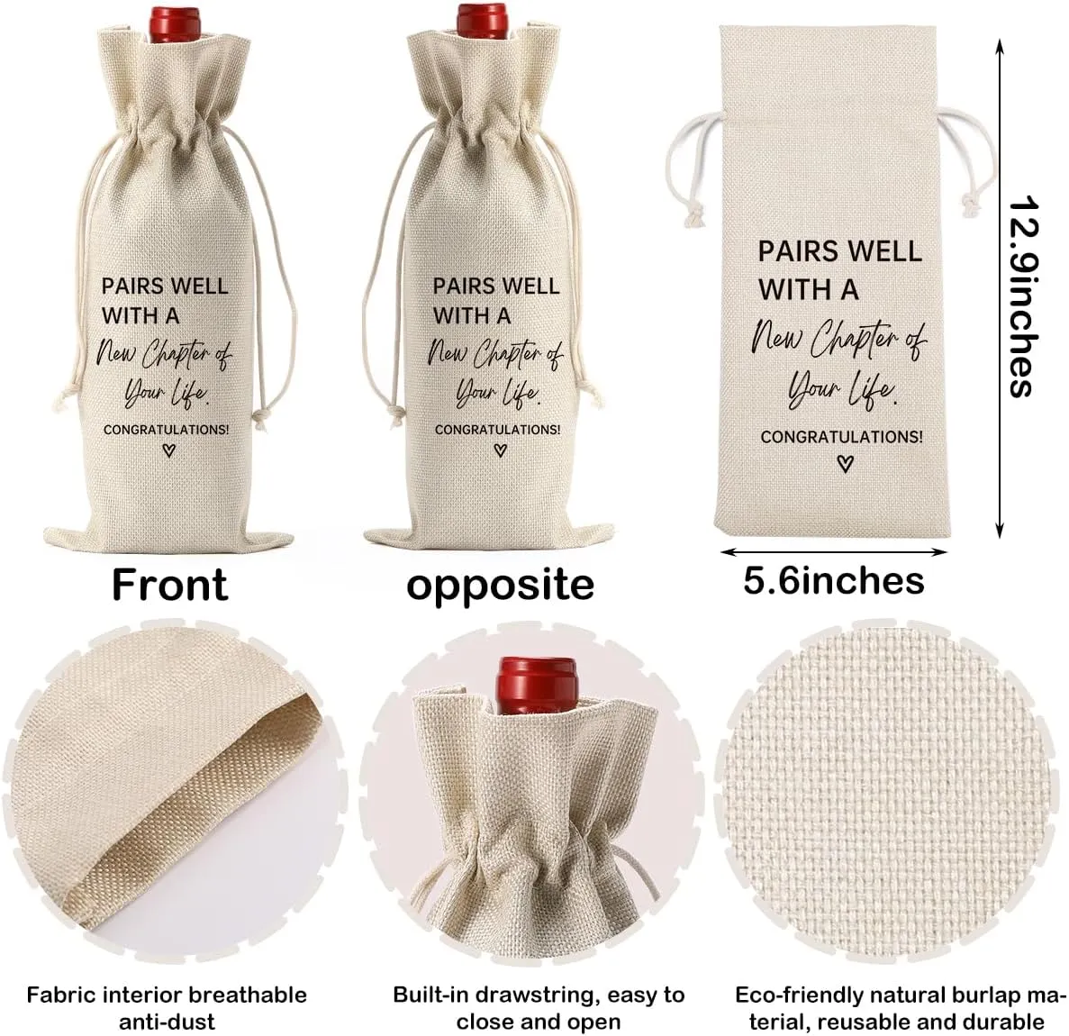 YUANHAO New Chapter Wine Bag Glass Set Farewell Gifts for coworkers Going Away Gift for Friends New Beginning New Business Owner Gifts New Job Gifts for Coworker Boss Graduation Gifts 2025
