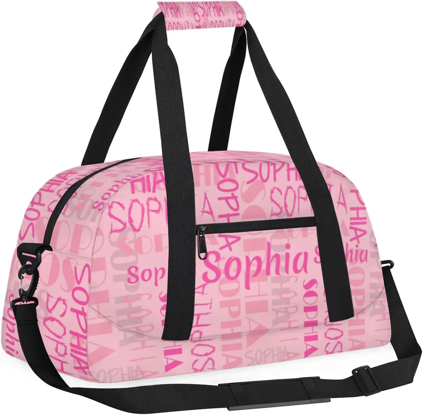 Yzrwebo Custom Name Gym Sport Bag, Personalized Duffel Travel Bag Customized Gymnastics Ballet Dance Bags Small Weekender Overnight Tote Bag for Gifts, Peach Pink