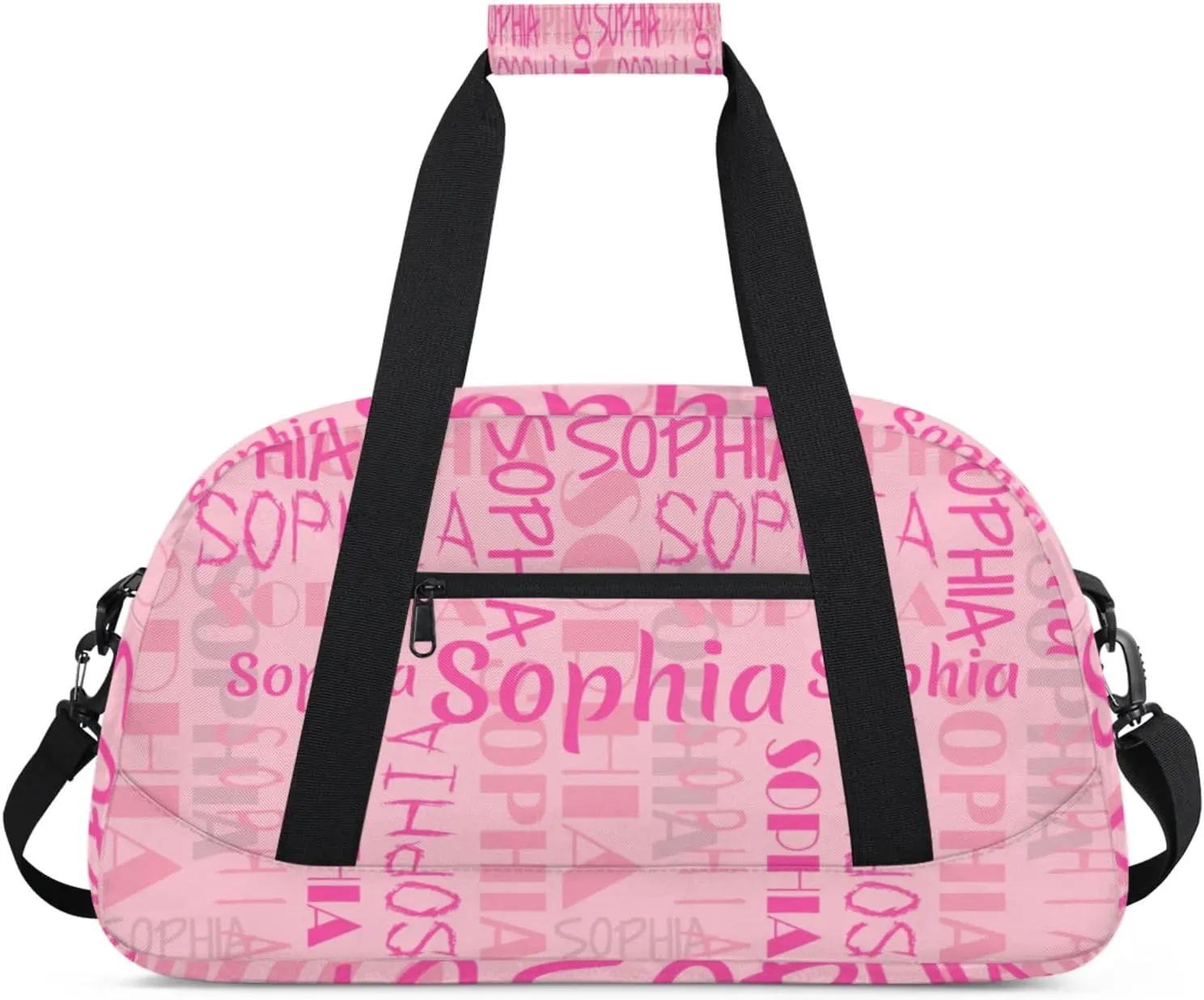 Yzrwebo Custom Name Gym Sport Bag, Personalized Duffel Travel Bag Customized Gymnastics Ballet Dance Bags Small Weekender Overnight Tote Bag for Gifts, Peach Pink