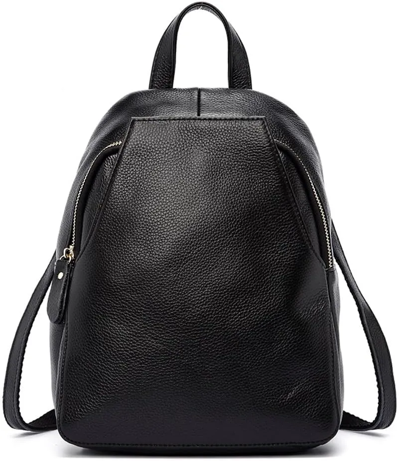zency Charm Women Backpack 100% Genuine Leather Anti-theft Button Elegant Female Travel Bags (black)