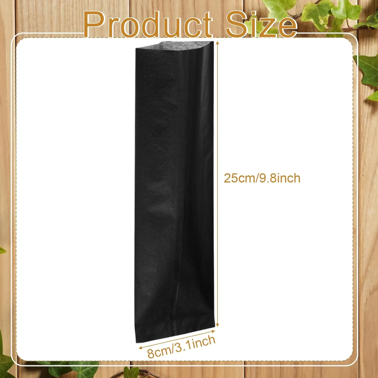 Zhehao 200 Pcs Kraft Paper Bags Kraft Churro Bags Grease Silverware Sleeves for Resistant Utensils Cutlery Cookies Bakery Candy Treats (Black)