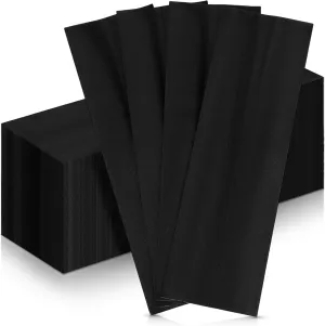 Zhehao 200 Pcs Kraft Paper Bags Kraft Churro Bags Grease Silverware Sleeves for Resistant Utensils Cutlery Cookies Bakery Candy Treats (Black)