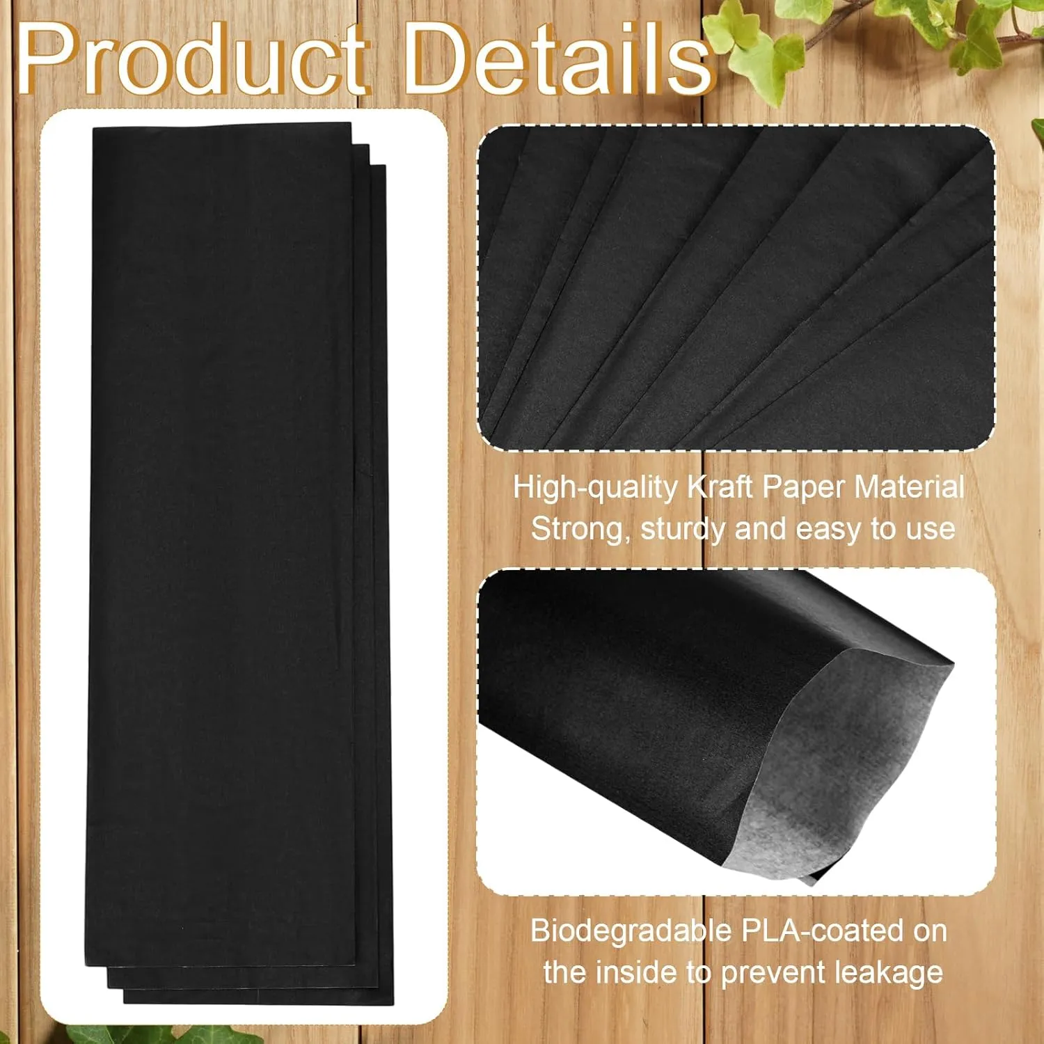 Zhehao 200 Pcs Kraft Paper Bags Kraft Churro Bags Grease Silverware Sleeves for Resistant Utensils Cutlery Cookies Bakery Candy Treats (Black)
