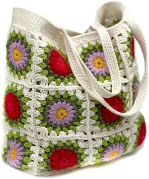 ZZARA Handmade Crochet Handbag For Women And Girls | Multicolor Handcrafted Handbags For Daily, Relaxed Fit Bag Office And Causal Use